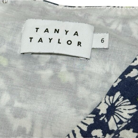 Tanya Taylor Avalon Blue Floral Linen Blend Jumpsuit Size 6 Pockets Flutter - Picture 4 of 10